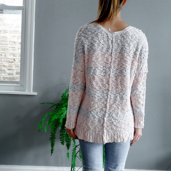 Free People Songbird Sweater in Pink & Gray - Picture 2 of 5